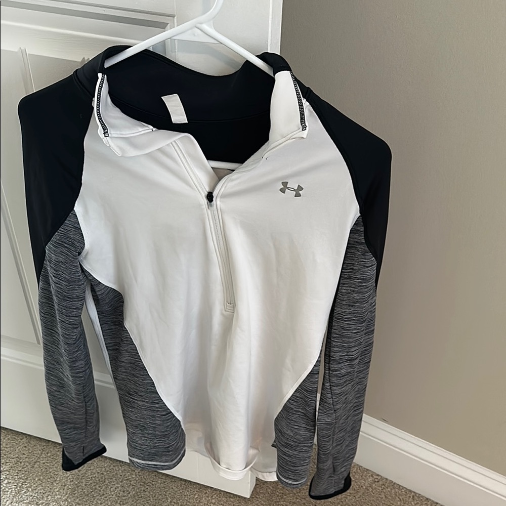 Under Armour White, Black & Gray Quarter-Zip Pullover